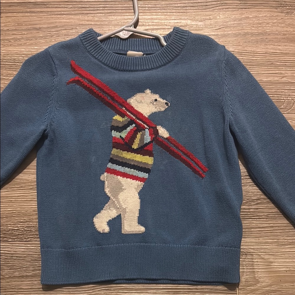 Blue Kids Sweater with Bear Design